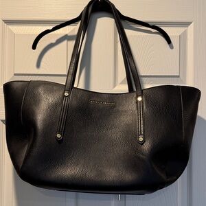 Poppy & Peonies Black Leather Muse Tote